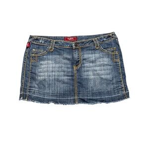 Y2K Tyte Jeans Denim Mini Skirt Womens Juniors Sz 15 Embellished‎ Bling Pockets